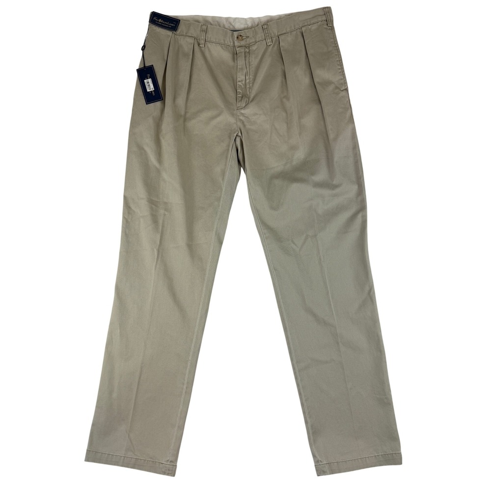 Polo Ralph Lauren Chino Pants Mens 40x36 Khaki Classic Pleated Fit Cotton NEW